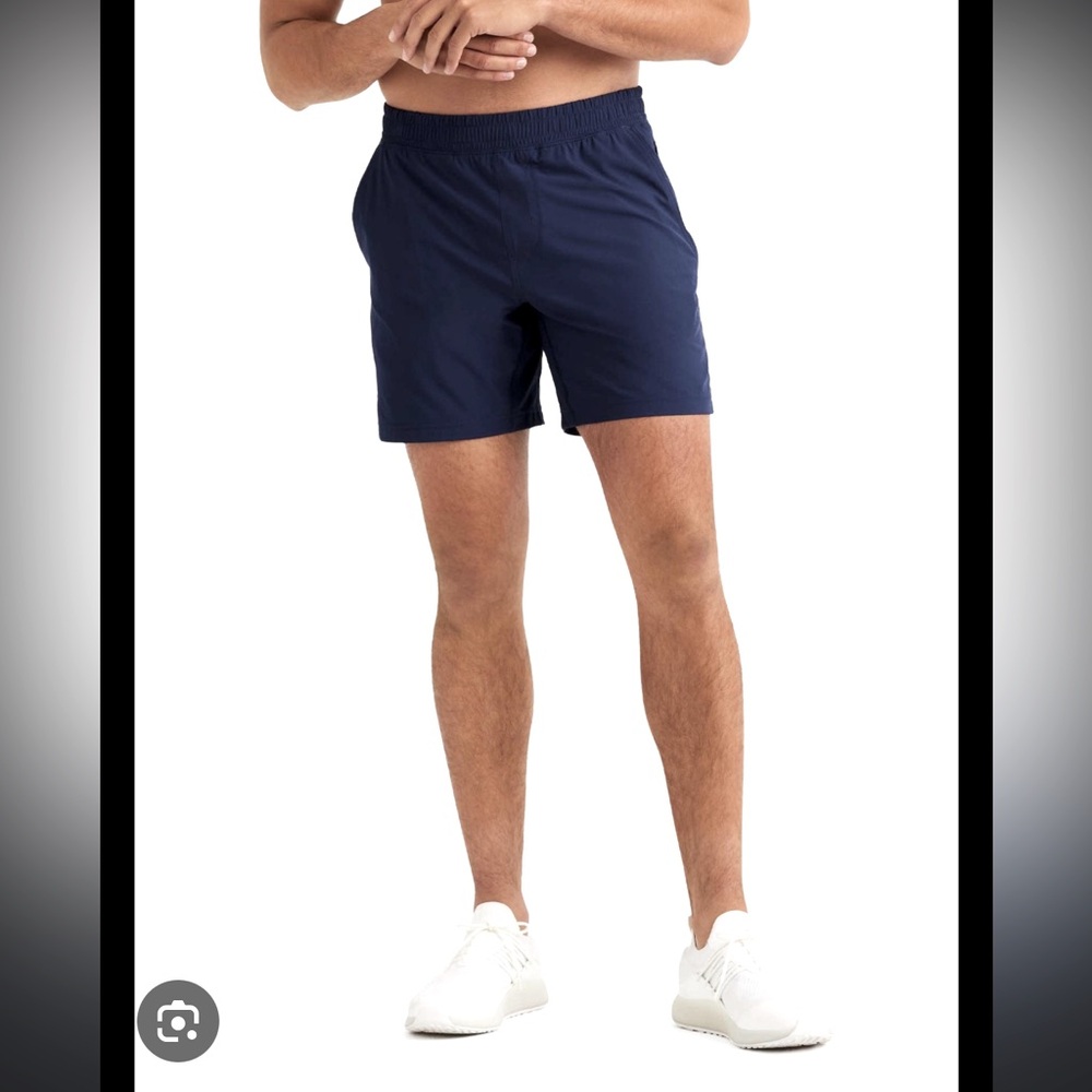 RHONE Blue Athletic Shorts - “Mako” unlined hidden drawstring waist, pockets